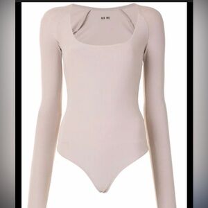 Revolve Alix NYC Sullivan Stretch Jersey Thong Long Sleeve in Buff Bodysuit